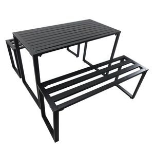 Imagine Outsunny Set da Picnic/Giardino/BarbecueTavolo con Panche in Metallo Nero