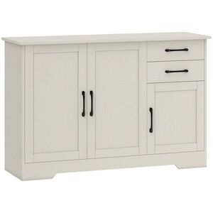 Imagine HOMCOM Mobilier bucătărie cu 2 sertare și 3 dulapuri, polițe reglabile, 120x38x79 cm, crem | Aosom Romania