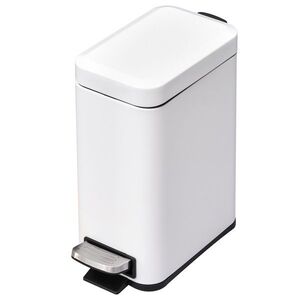 Imagine HOMCOM Cos de Gunoi cu pedala Pentru Bucatrie, Cos Igienic si confortabil, Capacitate 5 l, 29.2 x 14 x 32 cm, Metal, Alb