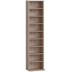 Imagine HOMCOM Raft pentru CD-uri cu 6 Rafturi Ajustabile, Capacitate 260 CD-uri/120 DVD-uri, 33x24x140 cm, Lemn Natural | Aosom Romania