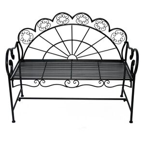 Imagine Outsunny Panchina da Giardino Biposto Stile Classico in Ferro, Nero, 113x56.5x90.5cm