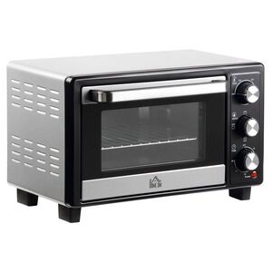 Imagine Cuptor Electric HOMCOM 16L Temperatura Reglabila, Accesorii Incluse, Argintiu Negru 44x32x28.1cm | Aosom RO