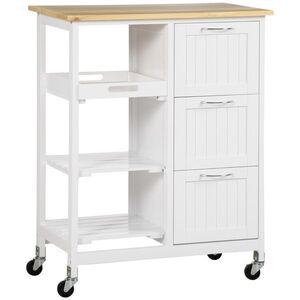Imagine HOMCOM Cărucior Bucătărie cu 3 Sertare, Spațiu Depozitare Generos, din MDF, Design Modern, Soluție Pragmatică | Aosom Romania