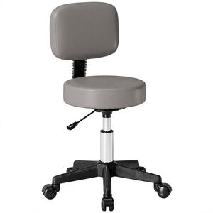 Imagine HOMCOM Taburet masaj cu roți, reglabil pe înălțime, pivotant, cu spătar ergonomic, gri | Aosom Romania