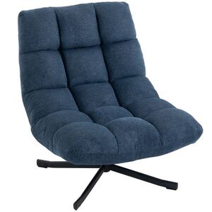 Imagine HOMCOM Scaun accent rotativ, fotoliu lounge modern fără cotiere cu picioare din oțel, albastru închis | Aosom Romania