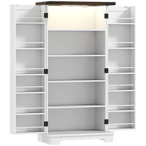 Imagine HOMCOM Bufet pentru bucătărie, corp de depozitare pentru bucătărie, cu 12 rafturi pe uși, lumină LED magnetică, 60 x 40 x 120 cm, alb | Aosom Romania