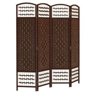 Imagine HOMCOM Paravan interior din lemn separator de cameră despărțitură pliabilă 4 panouri 160 x 170 cm maro | Aosom Romania