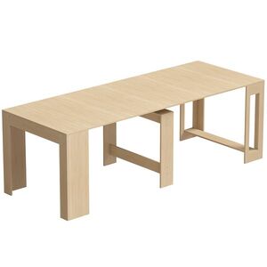 Imagine HOMCOM Masă de Dining Compactă pentru Bucătărie Economisește Spațiu, 240 x 90 x 78 cm, Lemn Deschis | Aosom Romania