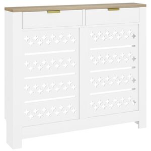 Imagine HOMCOM Capac pentru radiator, mască pentru radiator cu dulap rabatabil și poliță superioară, 108 x 19 x 95, 5 cm, alb | Aosom Romania