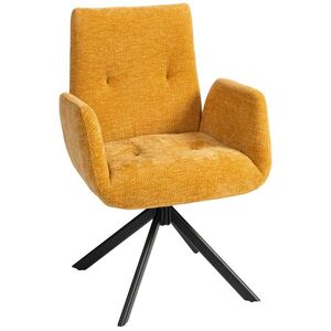 Imagine HOMCOM Fotoliu tapițat, fotoliu accent, design modern, rotativ, până la 120 kg, Galben | Aosom Romania