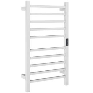 Imagine HOMCOM Uscător de Prosoape Electric cu 10 Bare, Timer, Afișaj LCD și Temperatură Reglabilă, 45x11x80 cm, Alb | Aosom Romania