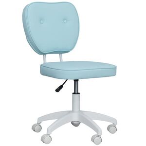 Imagine Vinsetto Scaun de birou rotativ tapițat în PU cu înălțime reglabilă fără brațe capacitate 120 kg 46x59x82-92 cm Albastru deschis | Aosom Romania