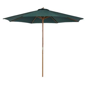 Imagine Outsunny Umbrelă de Grădină cu Deschidere cu Șnur, Stâlp din Lemn și Înveliș din Poliester, Ø300x250 cm, Verde Închis | Aosom Romania