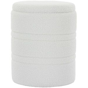 Imagine HOMCOM Taburet Rotund Tip Pouf cu Spațiu de Depozitare 33L din Sherpa cu Capac, Capacitate 120kg, Living, Hol, Alb | Aosom Romania