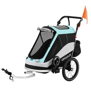 Imagine AIYAPLAY Remorcă 2în1 pentru bicicletă & cărucior pliabil pentru copii cu centură în 5 puncte, reflectoare, roți pneumatice de 40, 64 cm, frână | Aosom Romania