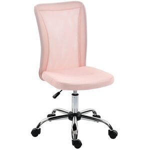 Imagine Vinsetto Scaun de Birou Ergonomic, Rotativ, fără Brațe, din Plasă Respirabilă, Înălțime Reglabilă, Roz | Aosom Romania