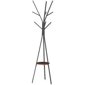 Imagine HOMCOM Cuier trepied design contemporan ramuri etajeră + 9 cuiere dim. 45L x 45l x 180H cm metal maro | Aosom Romania