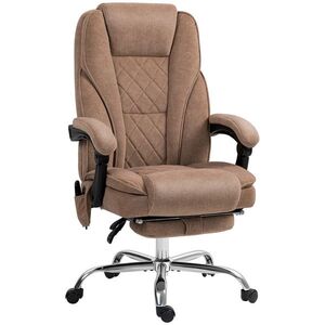 Imagine Vinsetto Scaun de birou ergonomic cu funcție de masaj, suport pentru picioare, rotativ, pe role, Maro | Aosom Romania
