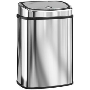 Imagine HOMCOM Coș de gunoi cu senzor infraroșu 50L, 2 moduri de deschidere, oțel inoxidabil, argintiu | Aosom Romania