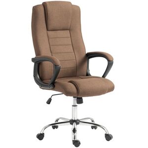 Imagine Vinsetto Scaun de Birou Ergonomic Inclinabil și Rotativ în Țesătură cu Aspect de In cu Tetieră, Maro | Aosom Romania