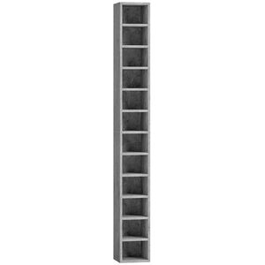 Imagine HOMCOM Raft Bibliotecă Pentru CD-uri cu 12 Polițe pentru 204 CD-uri, din MDF și PAL, 21 x 20 x 175 cm, Gri | Aosom Romania