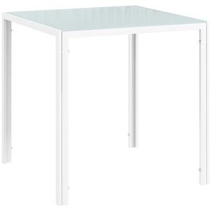 Imagine HOMCOM Masă de dining din sticlă Masă pătrată de bucătărie pentru 4 persoane cu picioare metalice pentru living 75x75x75 cm alb | Aosom Romania