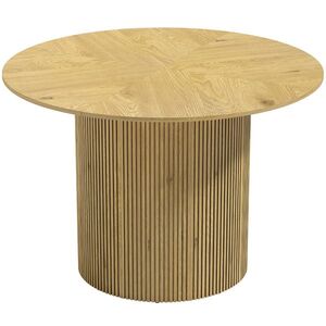 Imagine HOMCOM Masă de dining rotundă modernă pentru 4-6 persoane, masă de bucătărie de 110 cm cu bază cilindrică canelată, Stejar | Aosom Romania