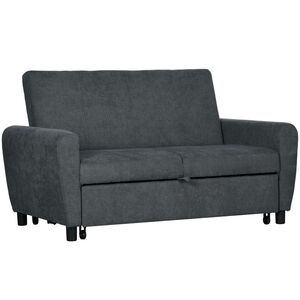 Imagine HOMCOM Canapea Pat cu 2 Locuri și 2 perne, Canapea Pat cu Spătar Reglabil pe 3 Nivele, 148x87x88 cm, Gri | Aosom Romania