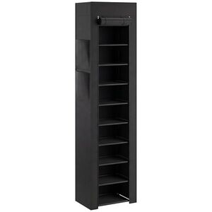 Imagine HOMCOM Pantofar 10 Etajere, Cover Antipraf, 20 Perechi, 45 x 30 x 175 cm, Negru | Aosom Romania