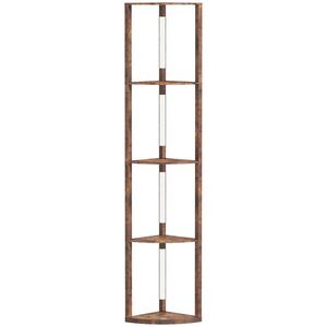 Imagine HOMCOM Lampă LED de podea cu rafturi, dimabilă în 5 trepte, lampă modernă de podea cu 3 trepte de luminozitate și comutator de picior, Maro rustic | Aosom Romania