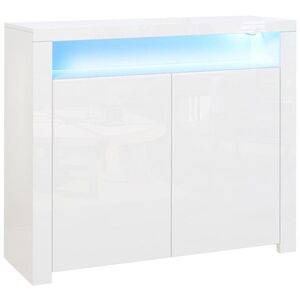 Imagine HOMCOM Dulap Multifuncțional Alb cu Iluminare LED Colorată, pentru Living sau Dormitor, 107x35x97 cm | Aosom Romania