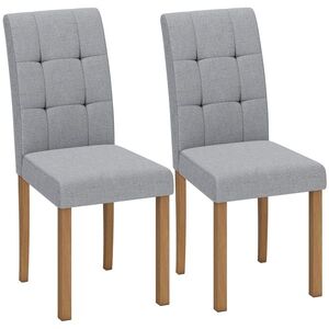 Imagine HOMCOM Set de 2 scaune pentru sufragerie, scaun de bucătărie modern cu șezut căptușit din țesătură cu aspect de in, gri deschis | Aosom Romania