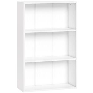 Imagine HOMCOM Bibliotecă raft de depozitare cu 3 compartimente și raft reglabil, 60 x 24 x 93 cm, alb | Aosom Romania