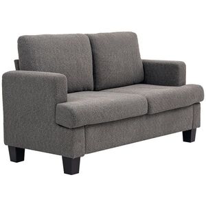 Imagine HOMCOM Canapea 2 locuri 120 cm cu perne de spătar detașabile, țesătură chenille pentru living, dormitor, birou, gri închis | Aosom Romania