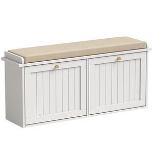 Imagine HOMCOM Bancă pantofar, mobilier pentru hol, pernuță tapițată, 2 sertare basculante, 8-10 perechi de pantofi | Aosom Romania