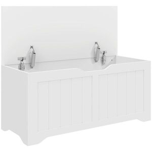 Imagine HOMCOM Ladă de Depozitare Interioară Modernă cu Balamale de Siguranță, 80 x 40 x 45 cm, Alb | Aosom Romania
