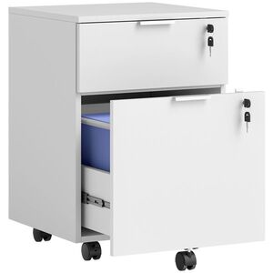 Imagine HOMCOM Corp de birou, mobilier de depozitare 2 sertare 2 bare pentru dosare suspendate, încuiabil cu 2 chei 42x40x60 cm | Aosom Romania