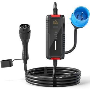 Imagine HOMCOM Încărcător Mașină Electrică Type 2, 7kW, 6-32A, 8m, Priză CEE, Adaptor European, Ecran LCD, IP65, 21x8, 5x5cm, Negru | Aosom Romania