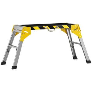 Imagine HOMCOM Banc de lucru pliant, banc de strângere din aluminiu, masă de lucru robustă cu mâner, design antiderapant, argintiu | Aosom Romania