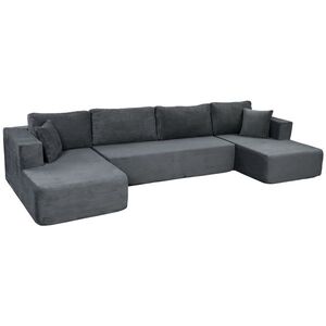 Imagine HOMCOM Canapea modulară în U 4 locuri, 2 meridiene, canapea 2 locuri, 6 perne, fără montaj, 369 x 152 x 78 cm, gri | Aosom Romania