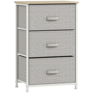 Imagine HOMCOM Mobilier de depozitare șifonier modern 3 sertare din material textil, cadru din oțel și placă de particule, 45 x 30 x 71 cm, gri | Aosom Romania