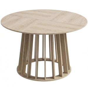 Imagine HOMCOM Masă rotundă pentru 4–6 persoane, Ø 120 x 75 cm, masă de bucătărie cu picior din șipcă rezistent, lemn natural | Aosom Romania
