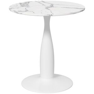 Imagine HOMCOM Masă rotundă, oțel vopsit electrostatic, MDF cu melamină, picioare antiderapante, 70 x 74 cm, Alb | Aosom Romania
