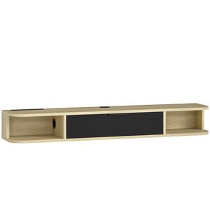 Imagine HOMCOM Corp TV suspendat 120 cm, mobilier TV pentru televizor de până la 127 cm, sertar rabatabil 2 etajere 120x24x16cm negru | Aosom Romania