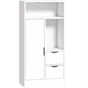 Imagine HOMCOM Dulap Baie Îngust cu 2 Sertare și Rafturi Reglabile pentru Bucătărie, Living, Hol, Alb | Aosom Romania