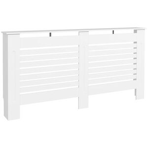 Imagine HOMCOM Mască de Calorifer cu Lamele și Raft din Lemn Alb 152x19x81 cm | Aosom Romania