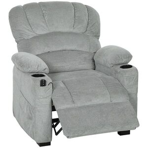 Imagine HOMCOM Fotoliu Relax Electric Reclinabil 150° cu Suport pentru Picioare, Șezut Lat, Silențios, Catifea, Gri | Aosom Romania