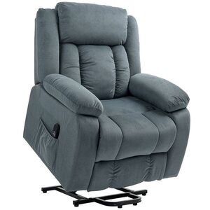 Imagine HOMCOM Fotoliu cu funcție de ridicare și tapițerie moale, fotoliu recliner cu telecomandă și buzunare laterale, gri | Aosom Romania