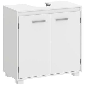 Imagine HOMCOM Dulap Sub Lavoar de Baie Modern Independent cu Decupaj în U Raft Reglabil Alb | Aosom Romania