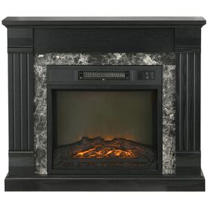 Imagine HOMCOM Semineu Electric de Podea cu Temporizator, Flacara Realista si Temperatura Reglabila, din Metal, ABS si PAL, 80x21.6x67.8 cm, Negru | Aosom RO